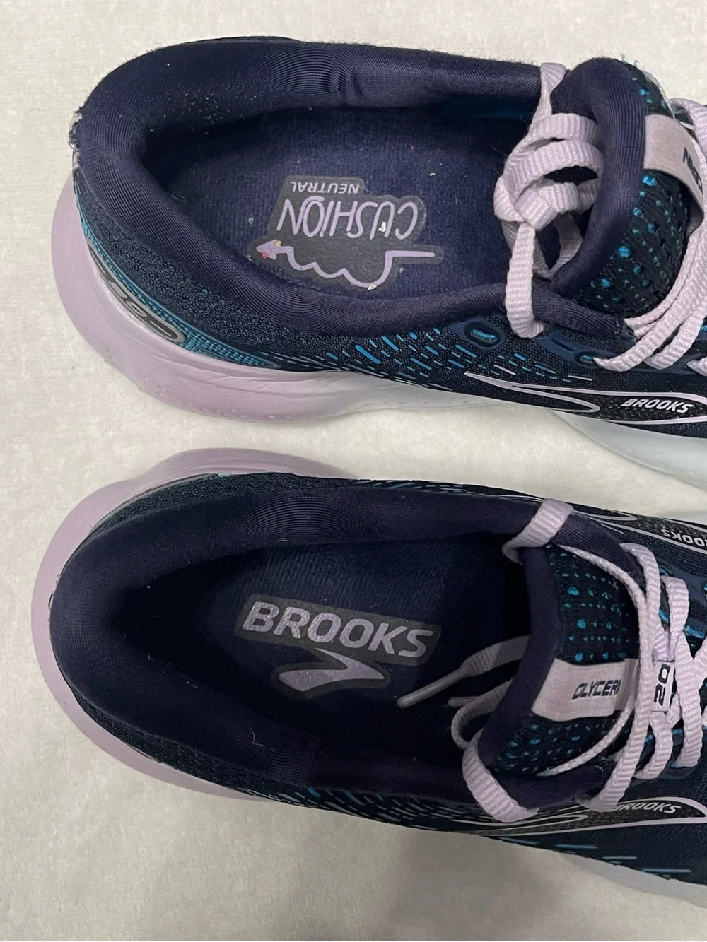 Brooks Glycerin 20 Women Size 10.5 B Navy Blue Light Purple Running Shoes